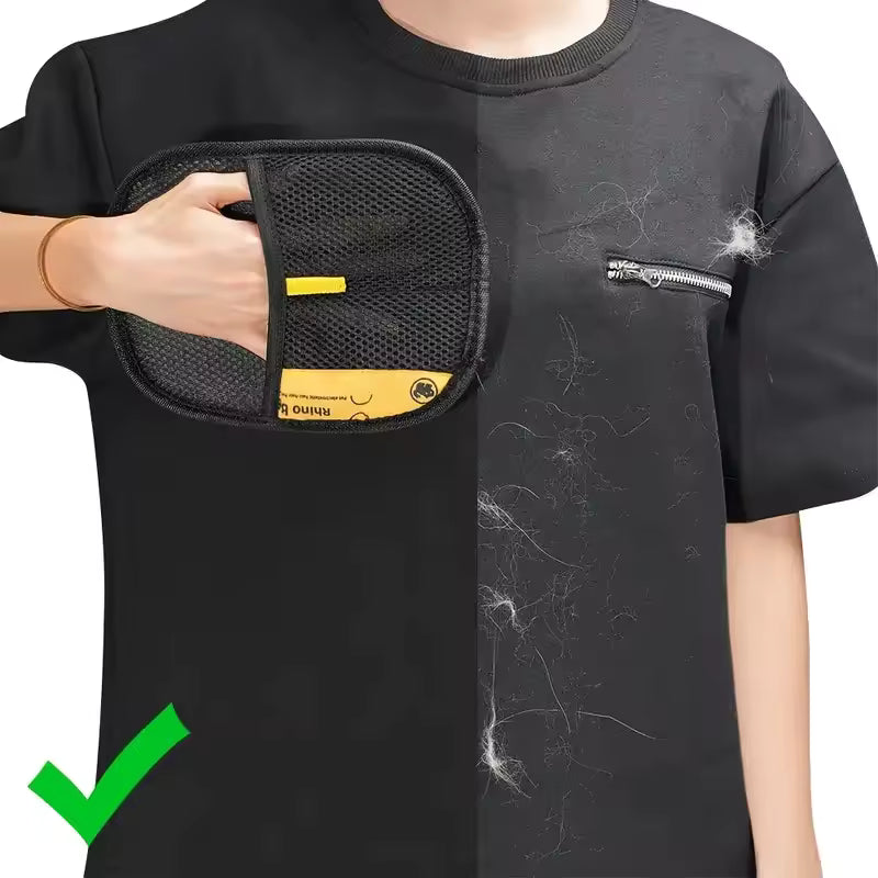 2er-Pack wiederverwendbare Fusselentfernerbürsten und statischer Elektrizitätshandschuh zur Tierhaarentfernung auf Möbeln, Kleidung.